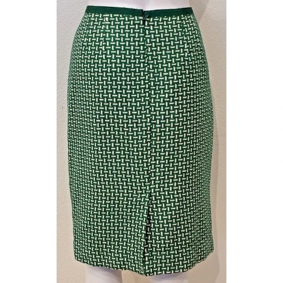 Vtg Talbots Green Old Money Tweed Basketweave Pencil Skirt Size‎ 6 Quiet Luxury - Picture 3 of 9